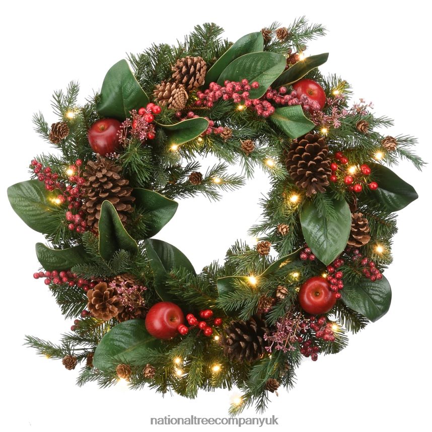 Greenery | National Tree Company 24 Rural Homestead Wreath with LED Lights F2L4F241